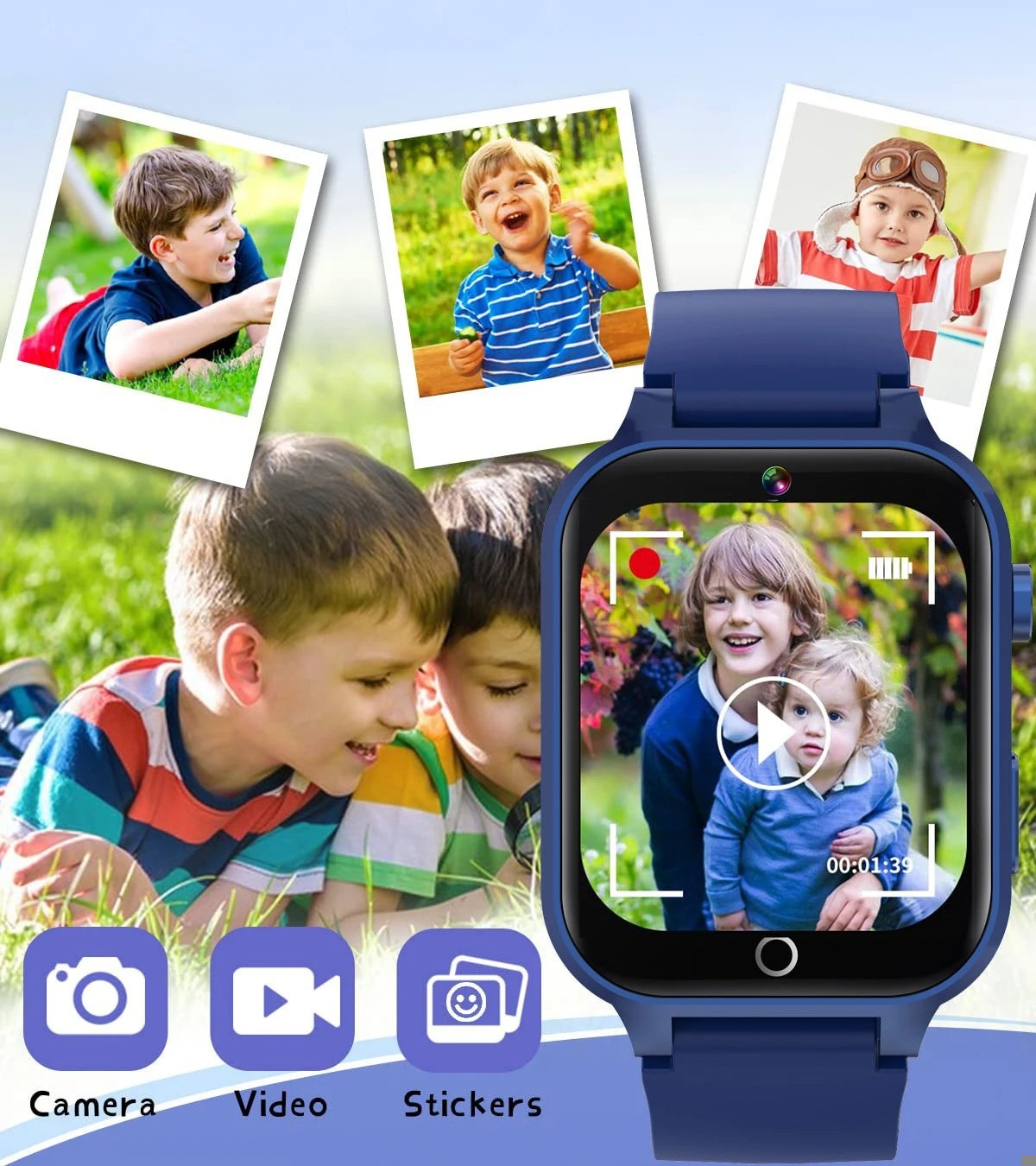 Digitale Smartwatch für Kinder – Touchscreen, 26 Spiele, Musik, Kamera &amp; Schrittzähler