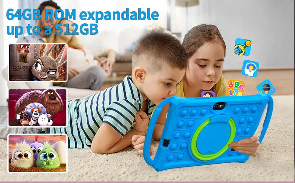 Intelligentes Lern-Tablet für Kinder – 7 Zoll, Android 12, 4 GB + 64 GB, Dual-Kamera &amp; Kindersicherung