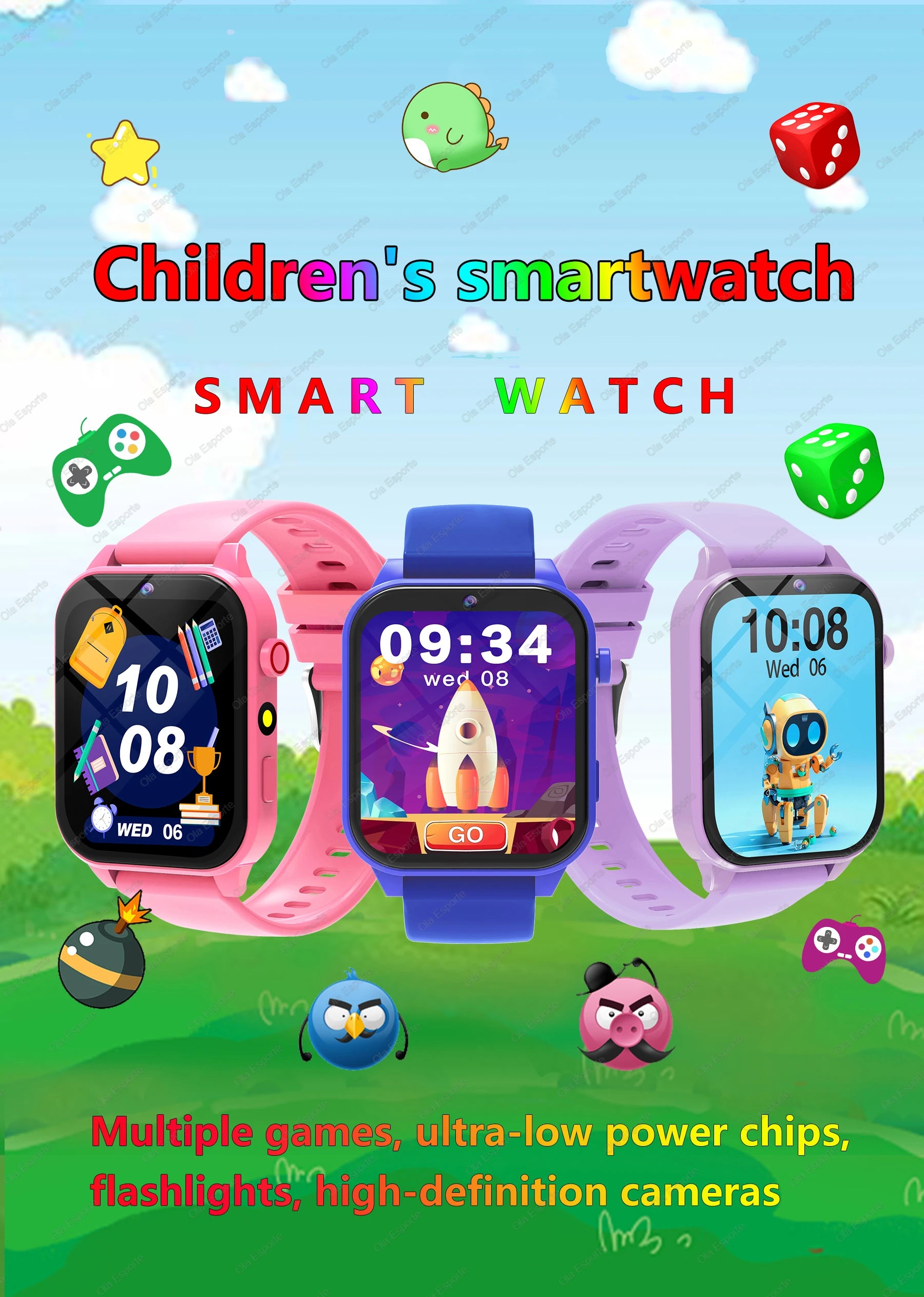 Digitale Smartwatch für Kinder – 18 Spiele, Schrittzähler, Schlaftracker, Taschenrechner &amp; Stoppuhr