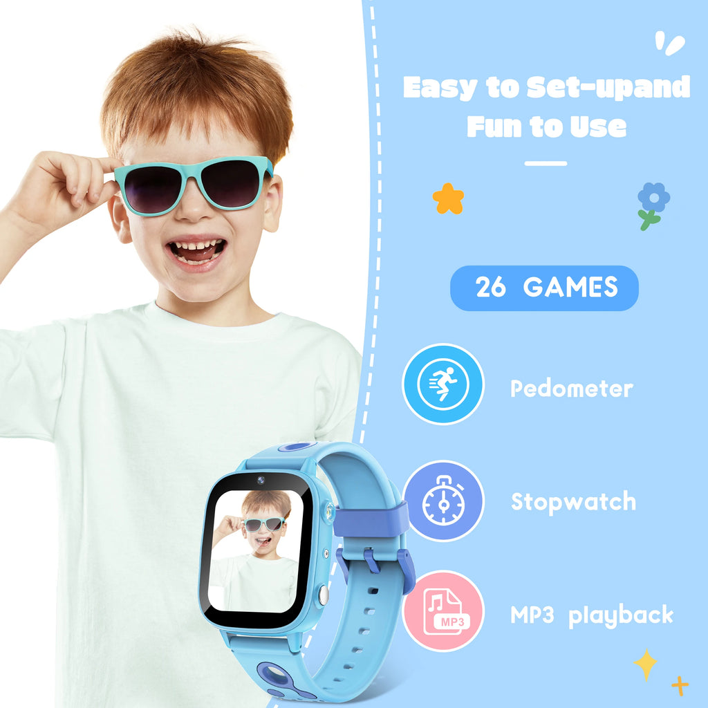 Pädagogische Kinder-Smartwatch – HD-Touchscreen, Spiele, Kamera &amp; Schlaftracker