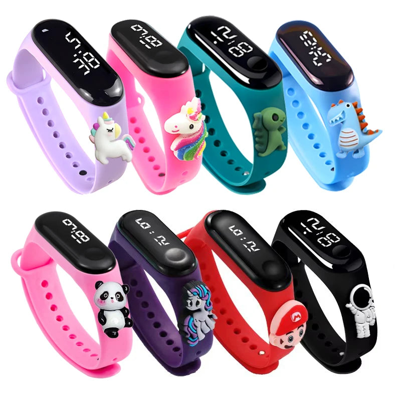 Digitale LED-Kinderuhr – Wasserdichtes Sportdesign mit Dinosaurier- und Einhornmotiven