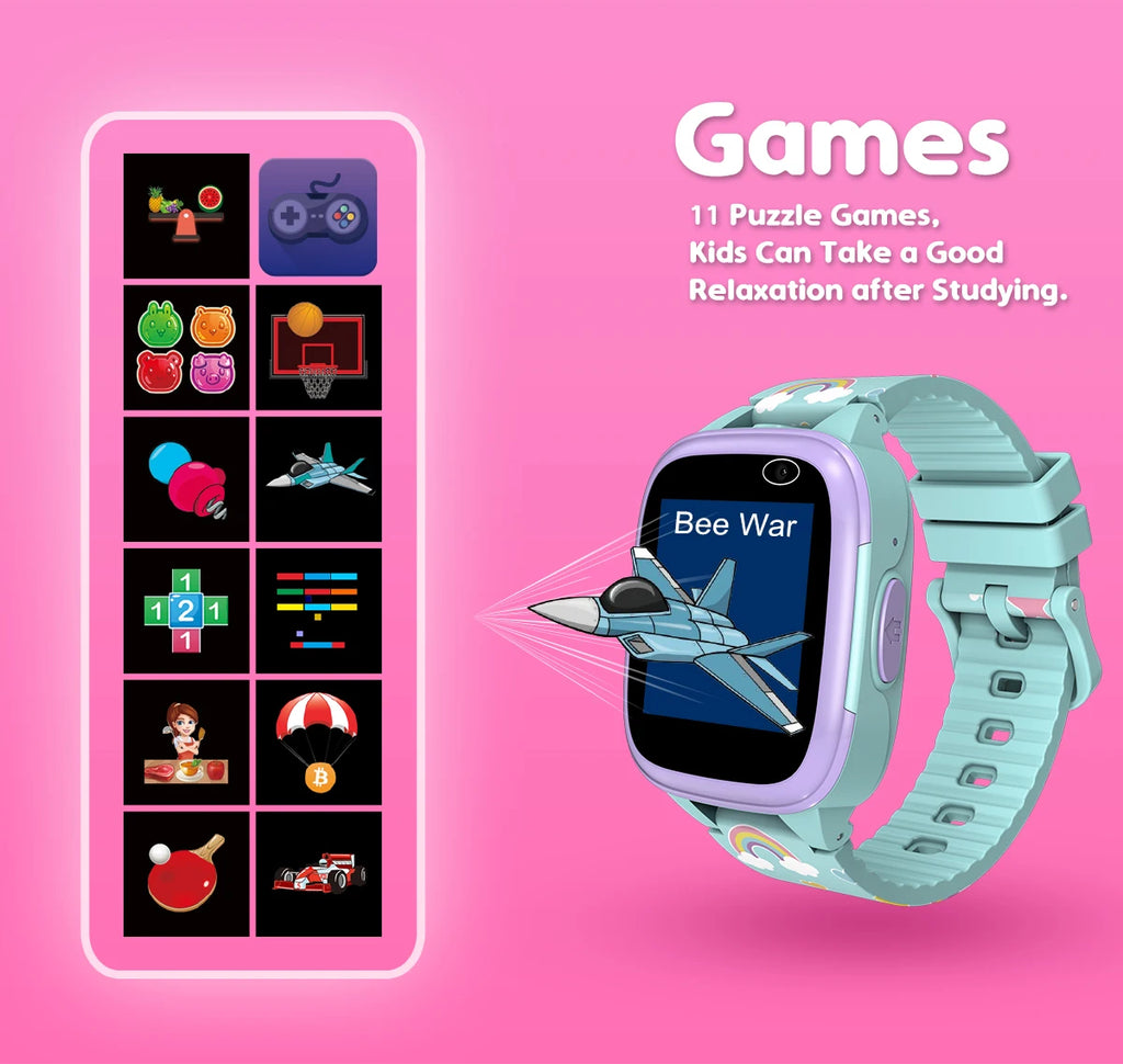 Smartwatch für Kinder mit IPS-Touchscreen – Dual-Kameras, Spiele, Musik, Video &amp; Schrittzähler