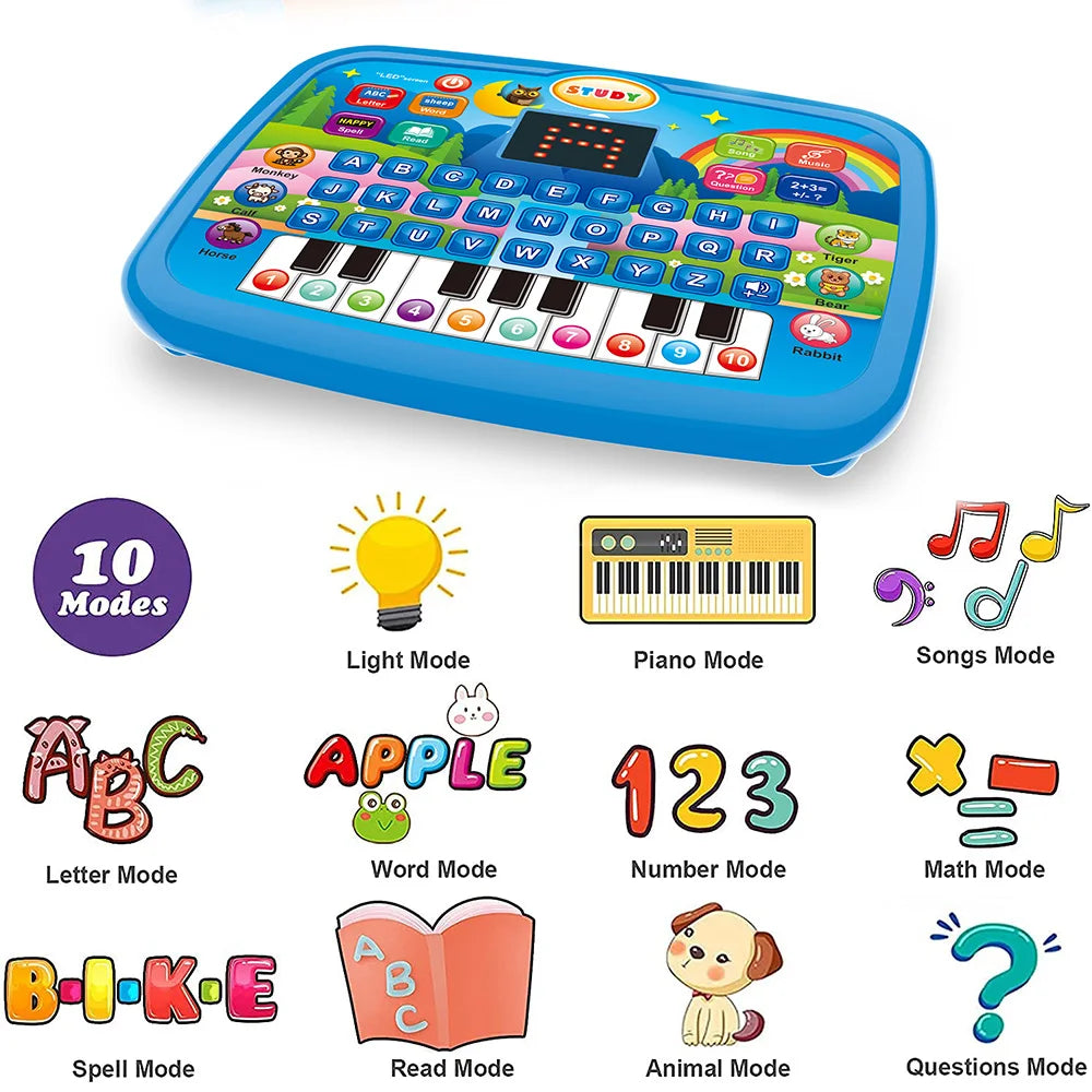 Intelligentes Lerntablet für Kinder – Lernspielzeug mit Musik, Mathematik und Tastaturfunktionen