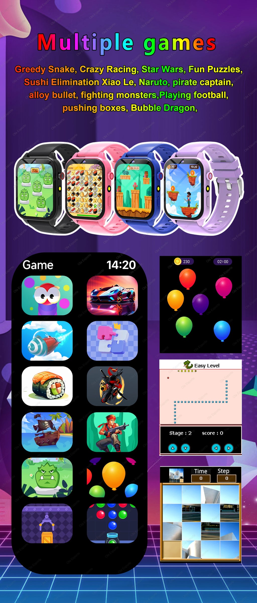 Digitale Smartwatch für Kinder – 18 Spiele, Schrittzähler, Schlaftracker, Taschenrechner &amp; Stoppuhr