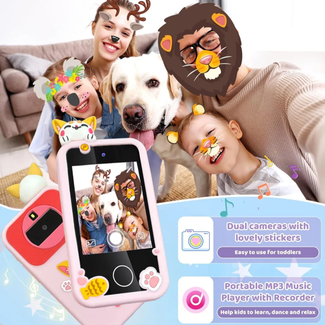 Interaktives Smart-Spielzeugtelefon für Kinder – Touchscreen, Dual-Kamera, MP3-Musikplayer &amp; spielerisches Lernen