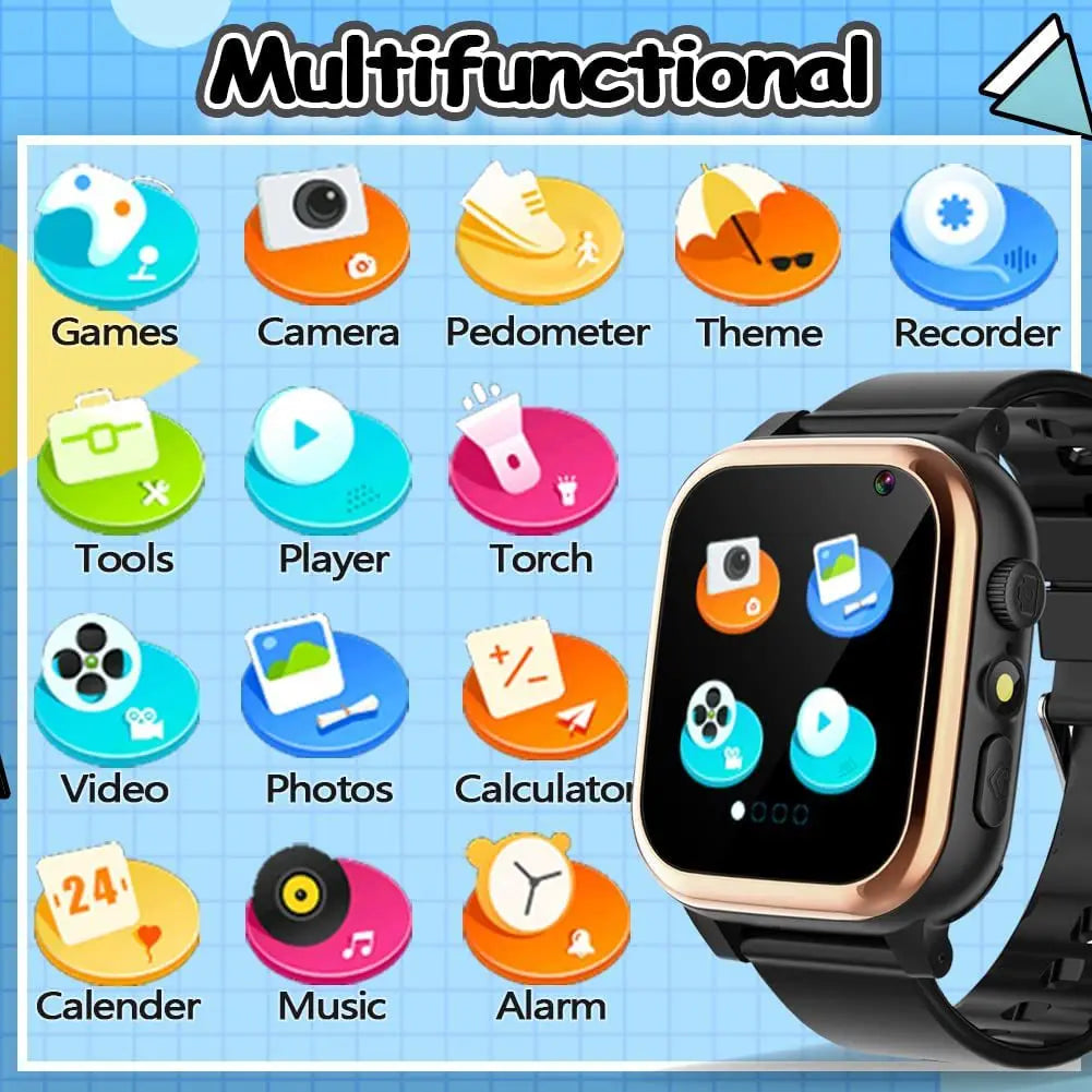 Interaktive Smartwatch für Kinder – 16 Puzzlespiele, Musik, Kamera, Schrittzähler &amp; Taschenrechner