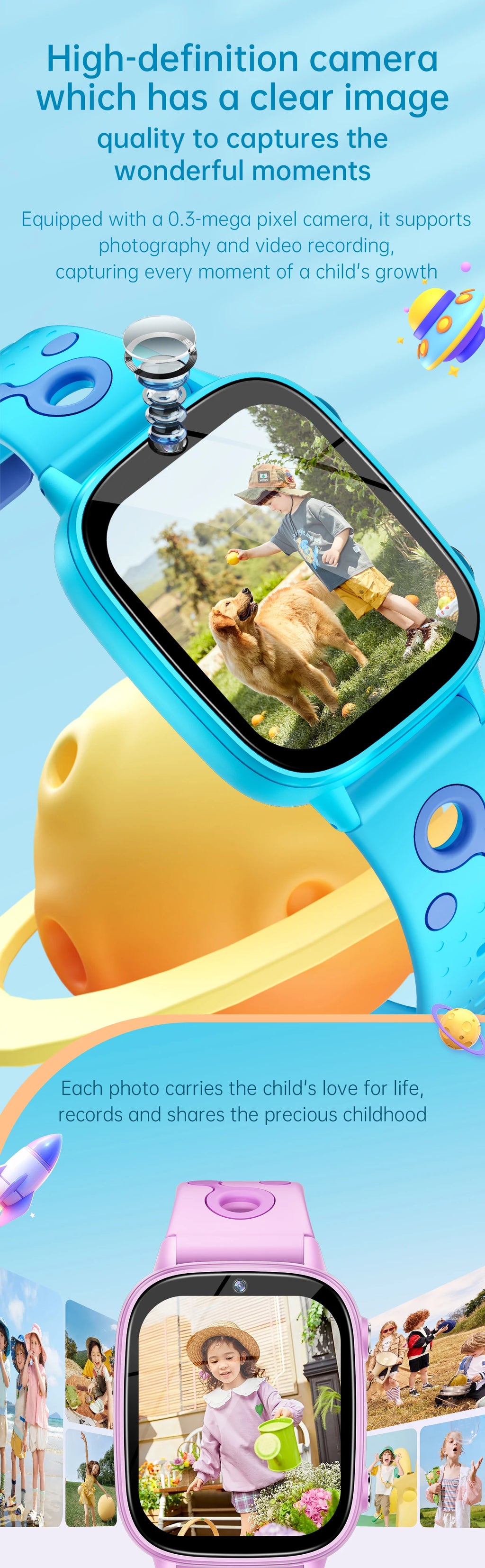 Pädagogische Kinder-Smartwatch – HD-Touchscreen, Spiele, Kamera &amp; Schlaftracker