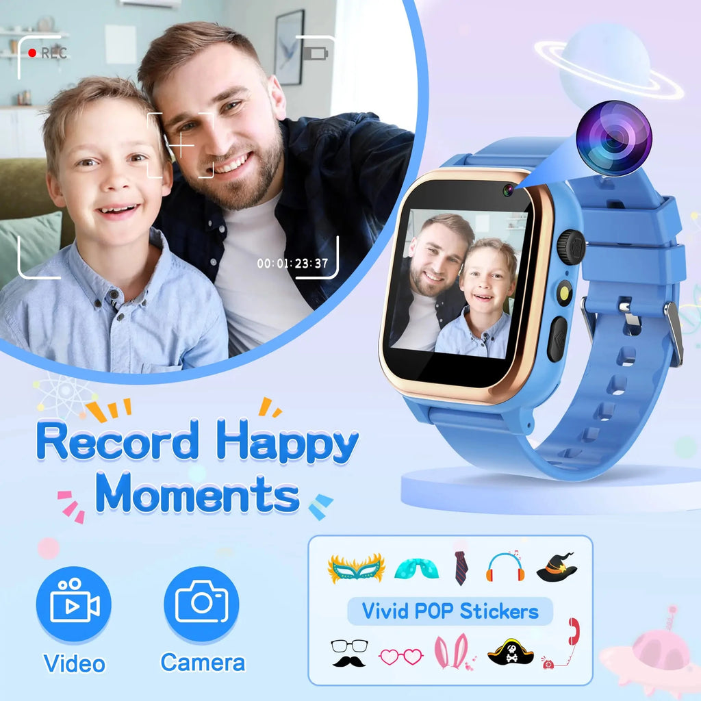 Interaktive Smartwatch für Kinder – 16 Puzzlespiele, Musik, Kamera, Schrittzähler &amp; Taschenrechner