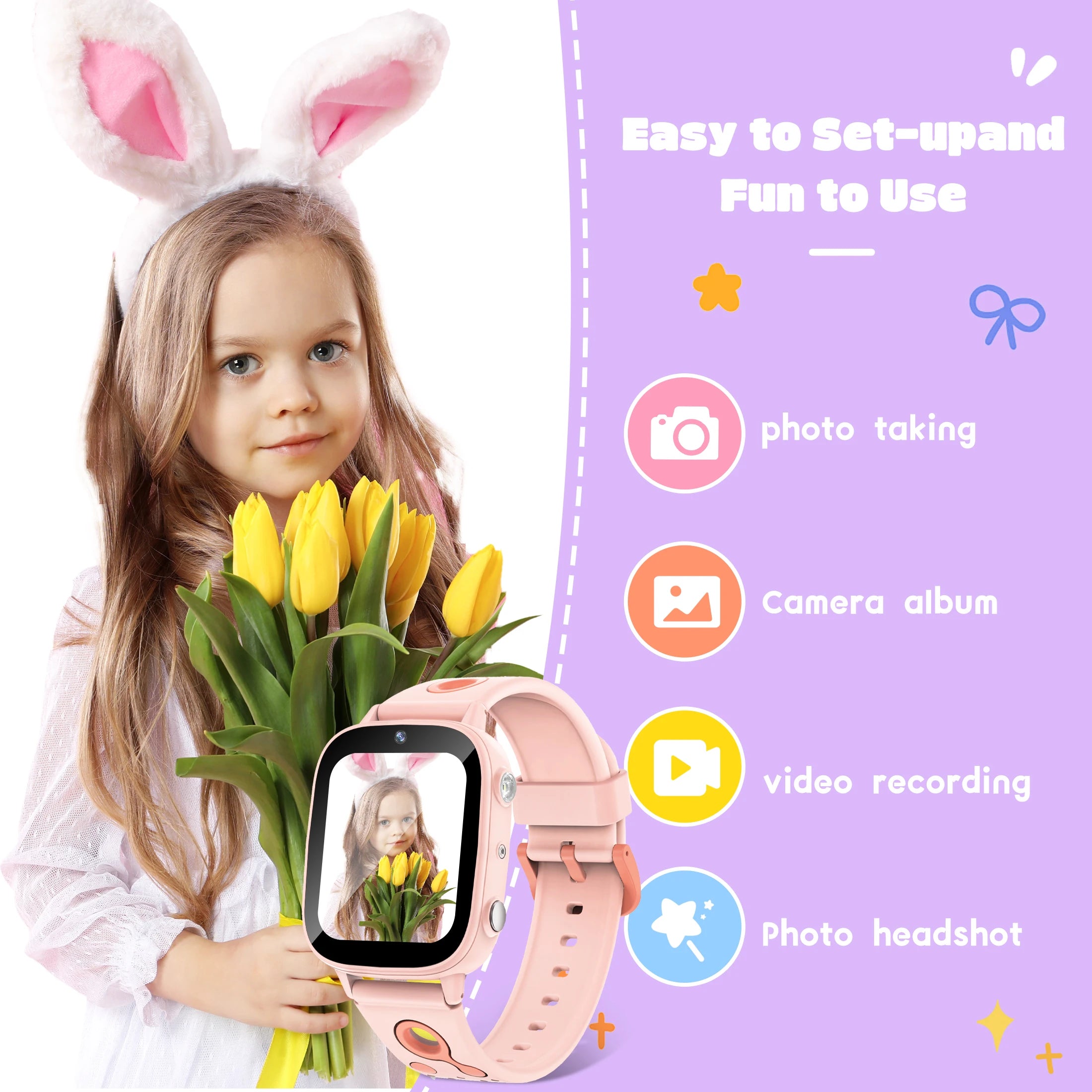 Pädagogische Kinder-Smartwatch – HD-Touchscreen, Spiele, Kamera &amp; Schlaftracker