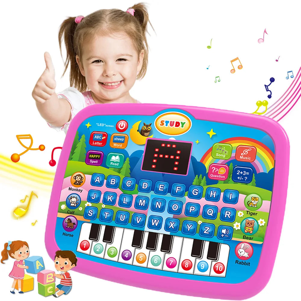 Intelligentes Lerntablet für Kinder – Lernspielzeug mit Musik, Mathematik und Tastaturfunktionen