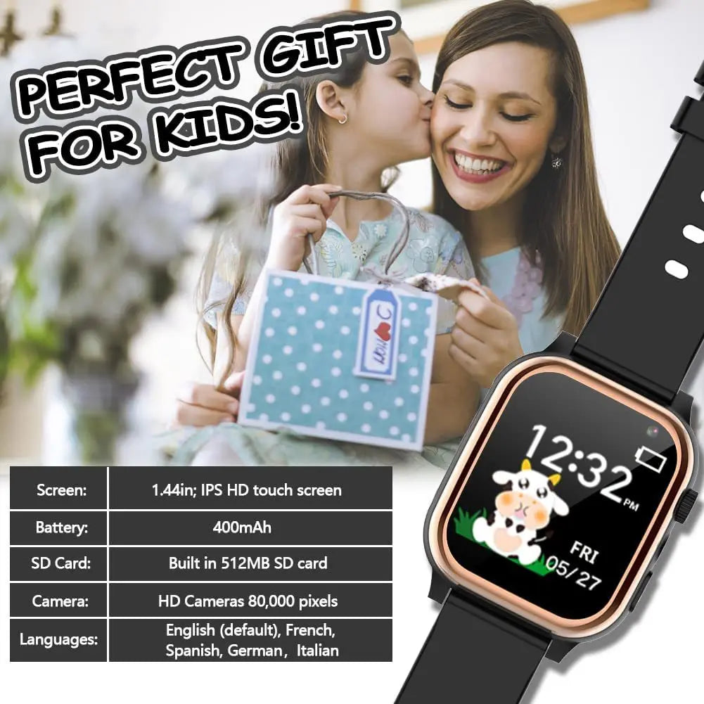 Interaktive Smartwatch für Kinder – 16 Puzzlespiele, Musik, Kamera, Schrittzähler &amp; Taschenrechner