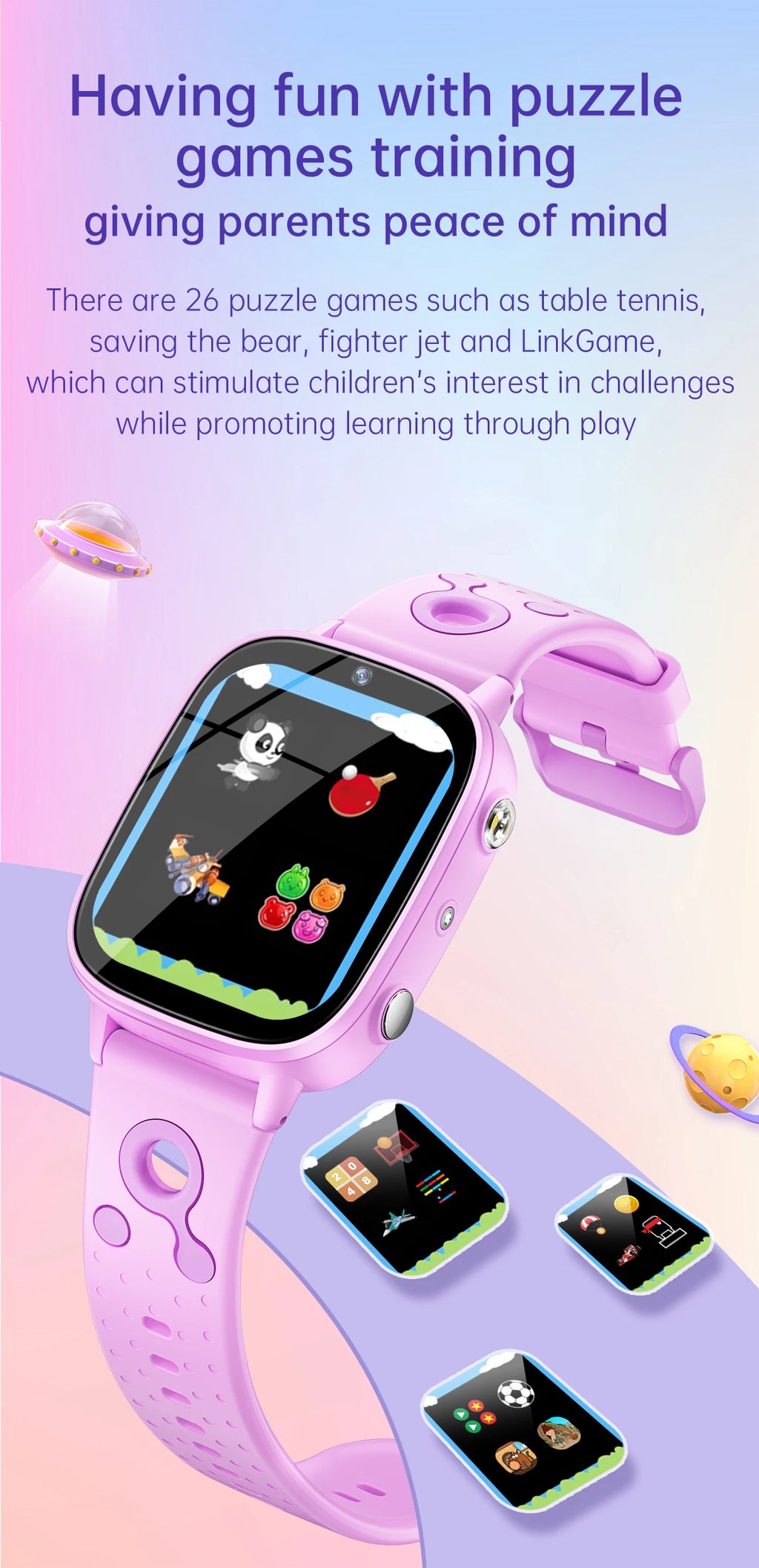 Pädagogische Kinder-Smartwatch – HD-Touchscreen, Spiele, Kamera &amp; Schlaftracker