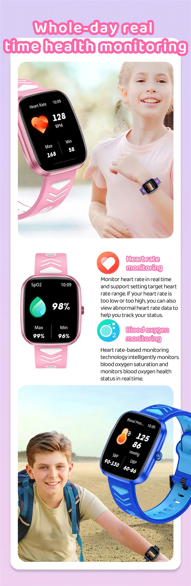 Intelligente Lernuhr für Kinder – HD-Touchscreen, Musik, Spiele &amp; App-Verbindung