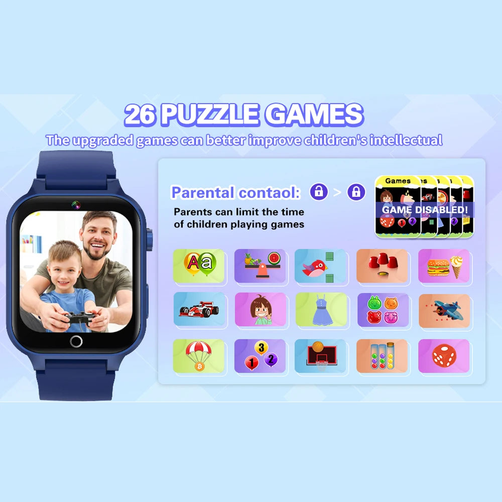 Fortschrittliche Kinder-Smartwatch – Spiele, Musikplayer, Video, Gewohnheitstracker &amp; Wecker