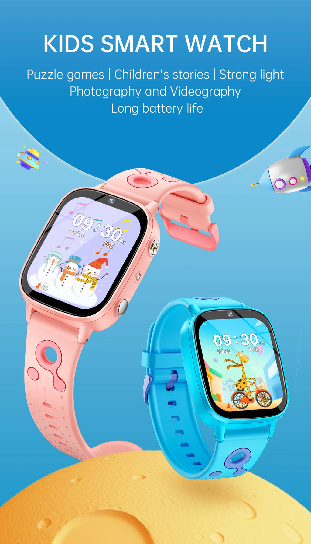 Pädagogische Kinder-Smartwatch – HD-Touchscreen, Spiele, Kamera &amp; Schlaftracker