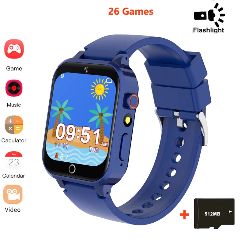 Digitale Smartwatch für Kinder – Touchscreen, 26 Spiele, Musik, Kamera &amp; Schrittzähler