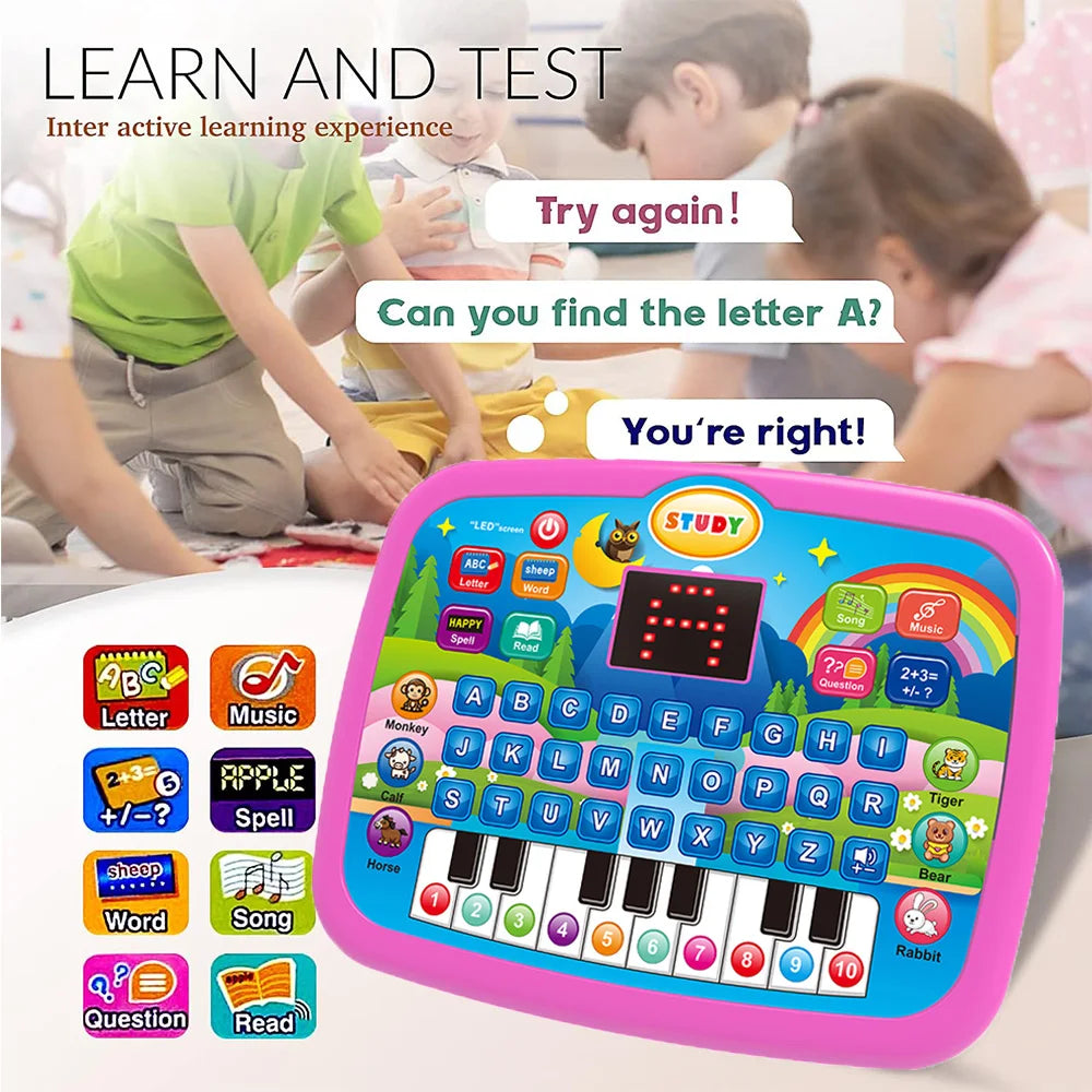 Intelligentes Lerntablet für Kinder – Lernspielzeug mit Musik, Mathematik und Tastaturfunktionen