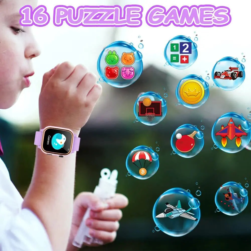 Interaktive Smartwatch für Kinder – 16 Puzzlespiele, Musik, Kamera, Schrittzähler &amp; Taschenrechner