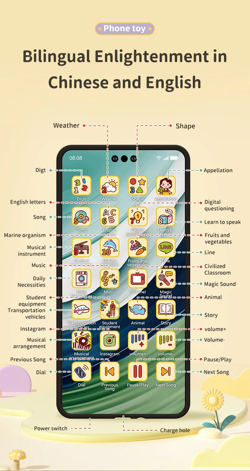 Lernspielzeug-Telefon für Kleinkinder – Interaktive Geschichten, Musik &amp; frühe Englischkenntnisse